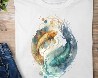 Yin Yang Koi Fish Print: Spiritual Harmony Artwork PNG Digital Download