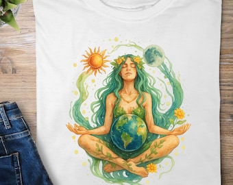 Divine Mother Earth Print PNG | Spiritual Goddess Artwork | Eco Feminine Digital Print