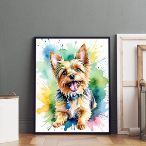 Yorkshire Terrier Watercolor Portrait 8 images Cute Dog Art Print, Yorkie Wall Decor, Digital Pet Painting, Dog Lover Gift, Instant Download