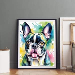 French Bulldog Watercolor Art 8 images Colorful Pet Portrait Printable Wall Decor  Dog Lover Gift  Instant Digital Download