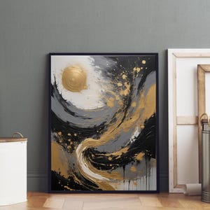 Gold and Black Abstract Digital Art 8 images Modern Luxury Wall Print  Textured Metallic Painting  Instant Download for Home or Office Decor