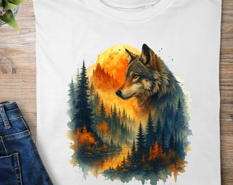 Wolf Art Print: Moon Forest Illustration (Digital Download)