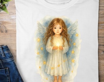 Watercolor Angel Girl Clipart: Fantasy Star Art (Digital Download)