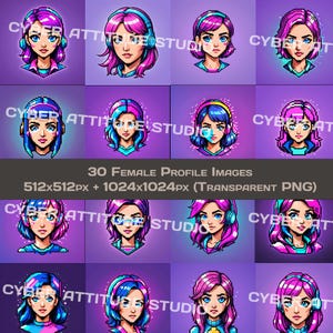 Digital Girl Gamer Profile Picture Twitch Avatar Design Discord Profile Art Design Retro Pixel Style Profile Picture