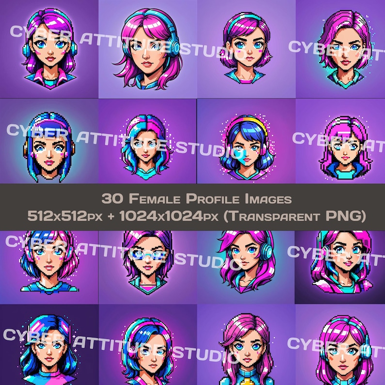 Digital Girl Gamer Profile Picture Twitch Avatar Design Discord Profile ...