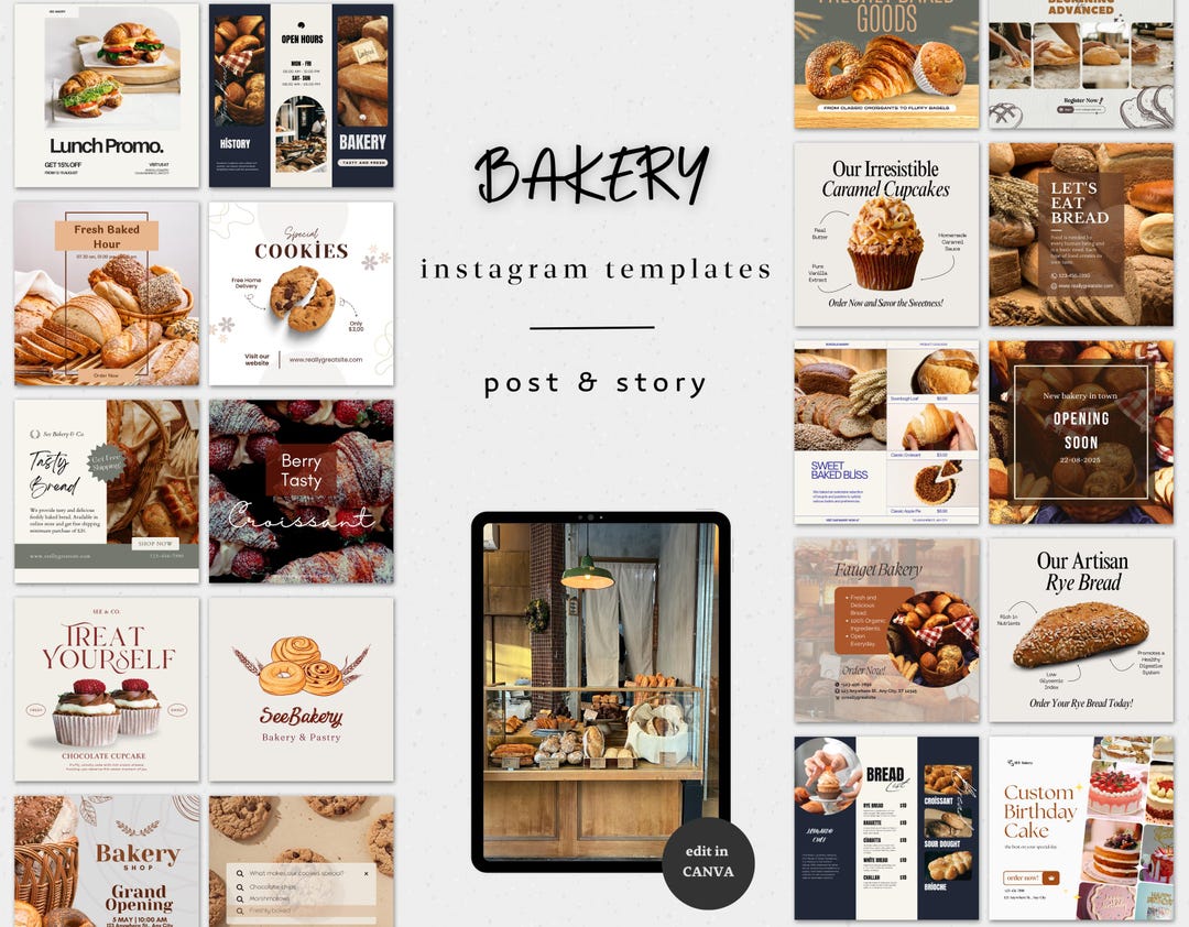 Bakery Blog Post Bakery Instagram Post & Story Template, Bakery and Sweet Shop Templates ...