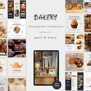 Bäckerei Instagram Post & Story Vorlage, Bäckerei und Konditorei Vorlagen, Konditorei Business Branding, Cafe IG Posts, Cake Shop Instagram, Canva