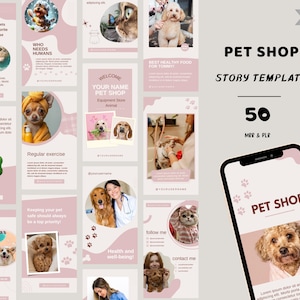 Pets Instagram Story Template, Pet Instagram Story Template, Social Media Template, Dog Cat Pet Lover Vet Template, Pet Shop Template, Canva