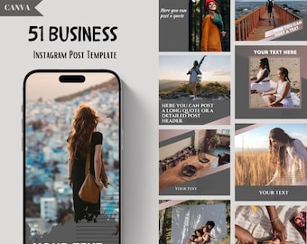 51 Business Instagram Post Templates | MRR/PLR Digital Product Template | Business Coach Social Media Post | Editable Canva