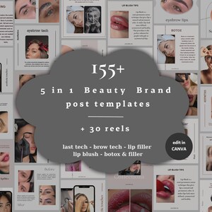 Beauty Instagram Post - Reels Template| Brow, Eyelash Tech, Lip, Botox & Fillers | Beauty Social Media Template,Branding Kit for Esthetician