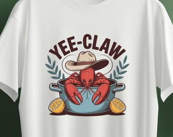 Transferencia DTF para sombrero de vaquero con langosta Yee-Claw (lista para imprimir)