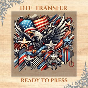 Patriotic Eagle DTF Transfer: Vintage American Flag Print