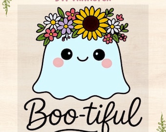 Floral Ghost DTF Transfer, Halloween Funny Shirt Iron-On Design, Ready to Press