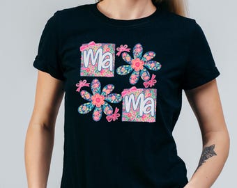 Transfert DTF Mama vintage floral bohème thermocollant