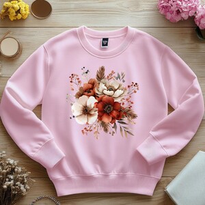 Fall Floral Bouquet DTF Transfer: Vintage Autumn Flower Shirts, Bags, More, Design bild 4
