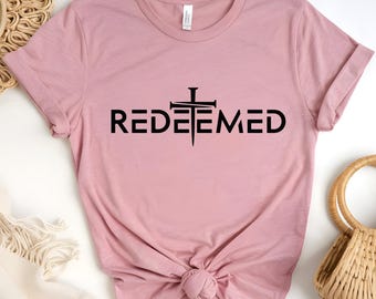 Redeemed Jesus Cross DTF Transfer, Christian Faith Iron On Decal (Ready to Press)