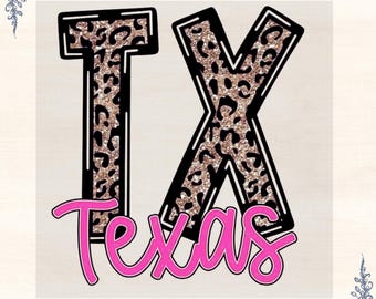 Texas Leopard Print DTF Transfer: DIY Western Shirt Iron-On