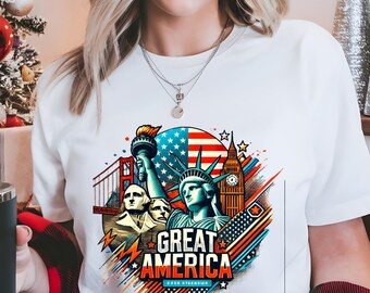 America DTF Transfer, Statue of Liberty Iron On, Patriotic USA Design