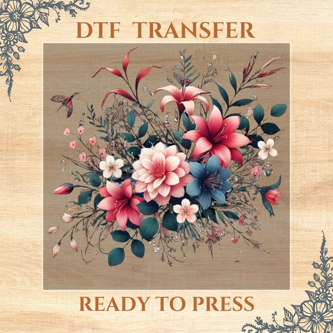 Floral DTF Transfer: Vintage Boho Flower Iron on Design, DIY Apparel - Etsy
