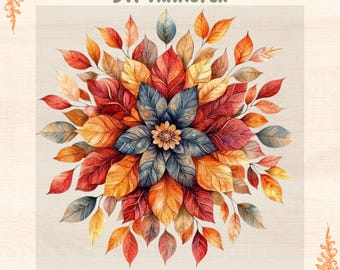 Transferencia DTF de hojas y flores de otoño - Para planchar en camisetas de otoño - Ideal para bolsos, fundas de almohada y más.