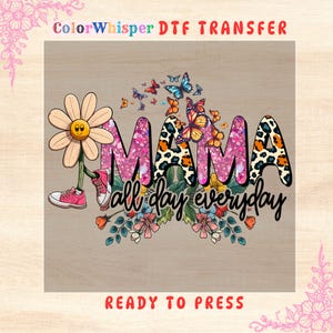 Transfert DTF floral papillon maman : conception de chemise maman prête à presser