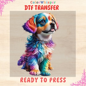 Dog Dtf Transfer, Cute Puppy Heat Transfer, Pet Lover Gift, Vibrant Colors Ready To Press, High Quality Print For Shirt, DIY Apparel