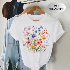 Spring Wildflowers DTF Transfer: Floral Shirt Design, Iron-On for T-Shirts, Totes, Hoodies & More