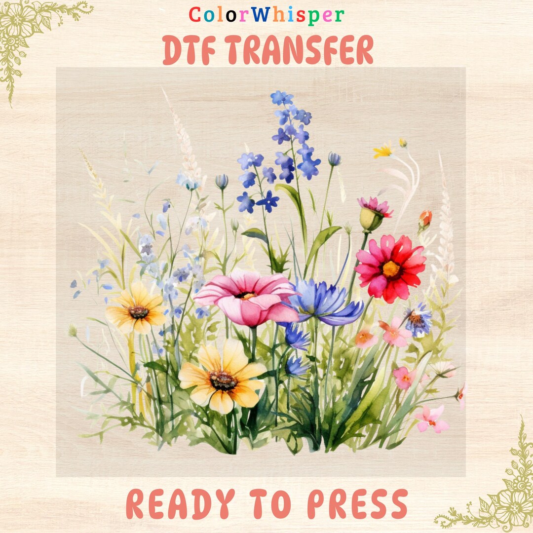 Wildflower Garden DTF Transfer: Ready to Press Floral Print - Etsy