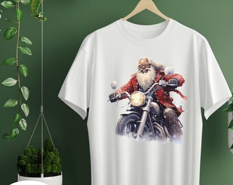 Black Santa Riding Motorcycle DTF Transfer,  African American Xmas Iron On, Ready to Press