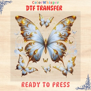 Transfert DTF Golden Butterflies : conception de transfert de chaleur printemps-été