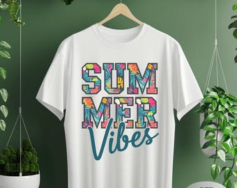 Diseño floral tropical con estampado veraniego para camisetas, prendas de vestir DIY y estampados con prensa térmica.