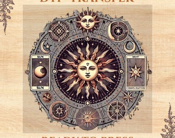 Mystical Sun and Moon DTF Transfer: Celestial Astrology Print