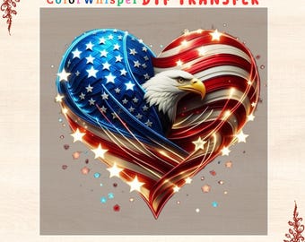 Transfert Patriotic Eagle Heart DTF 4 juillet Iron On