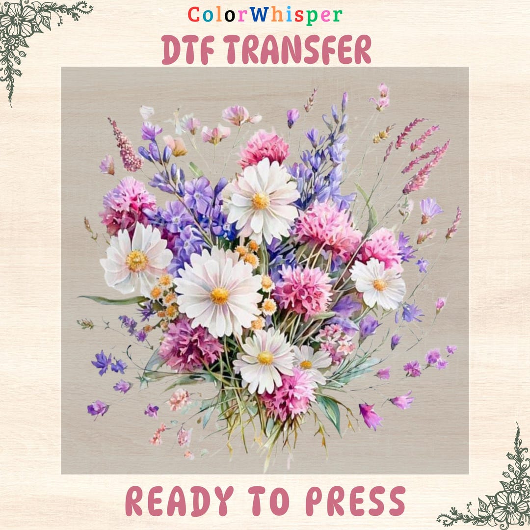 Wildflowers DTF Transfer: Spring Floral Design Iron On, DIY Shirts ...