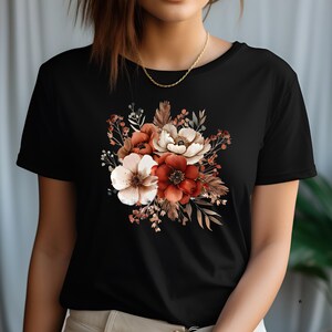 Fall Floral Bouquet DTF Transfer: Vintage Autumn Flower Shirts, Bags, More, Design bild 5