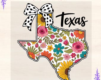 Texas Floral Map DTF Transfer