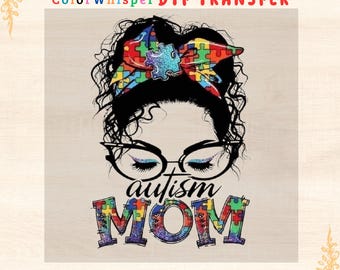 Autism Mom Puzzle Heart DTF Transfer, Autism Awareness Iron On Shirt Design