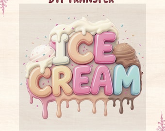 Ice Cream DTF Transfer: Pastel Summer Print for DIY Fashion