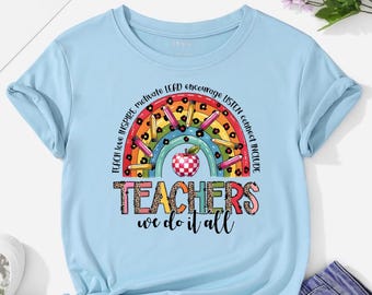 Leopard Rainbow Teacher DTF Transfer, Back to School Shirt Decal