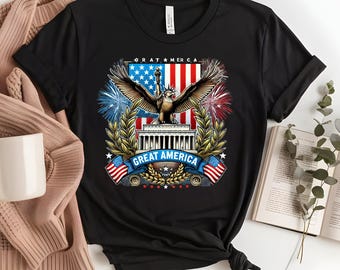 Patriotic Eagle America DTF Transfer, USA Heat Press Design, Ready to Press