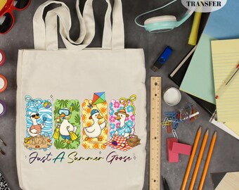 Summer Goose DTF Transfer Sheet: Beach, Picnic, Kite Designs (Ready to Press)
