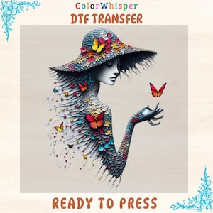 Transfert DTF floral Butterfly Girl : impression de chemise bohème