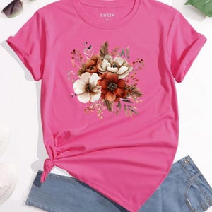 Fall Floral Bouquet DTF Transfer: Vintage Autumn Flower Shirts, Bags, More, Design bild 6