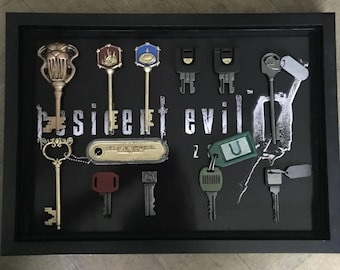 Handmade Resident Evil 0 Resin Key Collection - Shadow Box