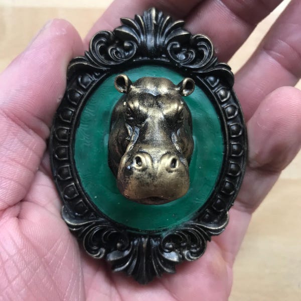 Hippopotamus Mini Gothic wall Decor! Tiny Gothic Frame!