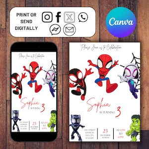 Spidey And His Amazing Friends Birthday Invitation Spidey Invitation Spiderman Party Spidey And Friends Boy Invite Digital Instant EDITABLE