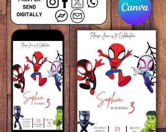 Spidey And His Amazing Friends Birthday Invitation Spidey Invitation Spiderman Party Spidey And Friends Boy Invite Digital Instant EDITABLE
