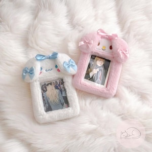 Kawaii Ribbon Sanrio Photocard Holder – Cinnamoroll & My Melody – Plüsch K-Pop Photocard Holder für Idol Collection Sammelkarten Geschenk