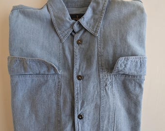 Vintage Shirt, 1940s Work Shirt, 1940s Chambray Shirt, Painter's