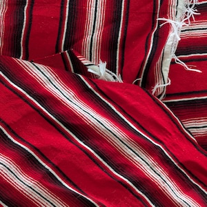 Vintage Red White Black Coahuilla Mexican Serape Saltillo